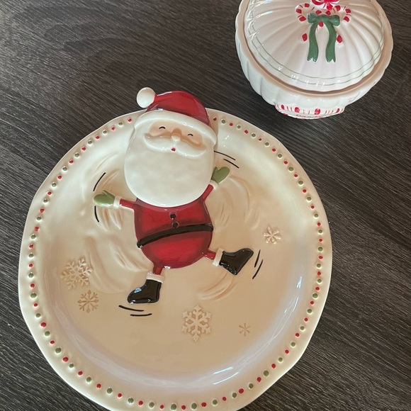 Santa Claus plate w/Christmas Candle - Picture 3 of 4